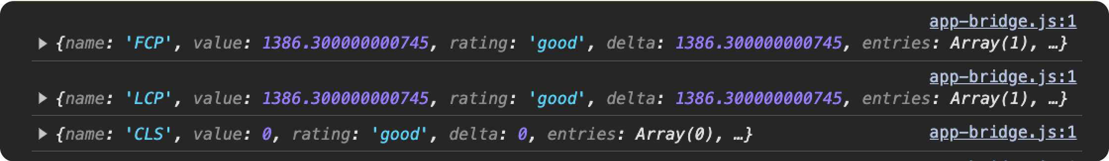 Realtime logging piped straight from Web Vitals