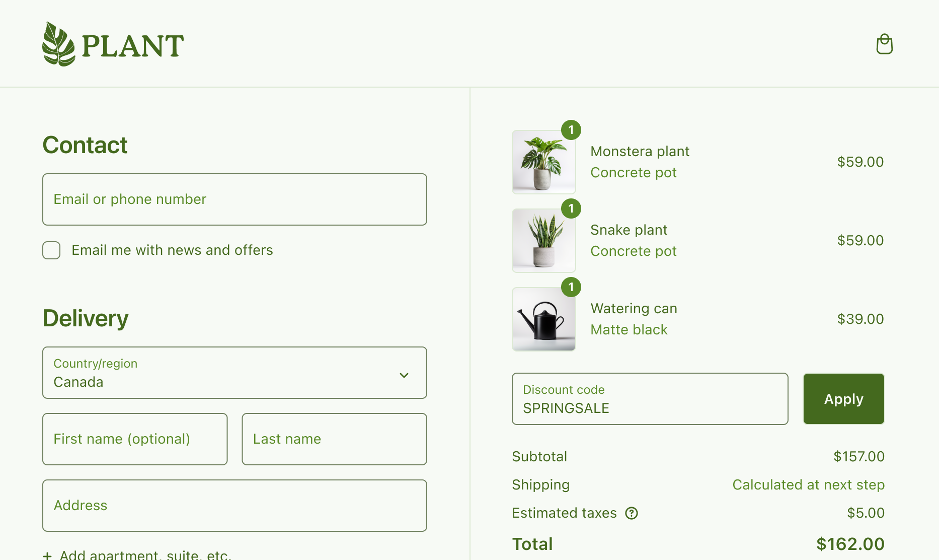 Scheme 1 applied to the order summary page, which now matches the store's visual identity