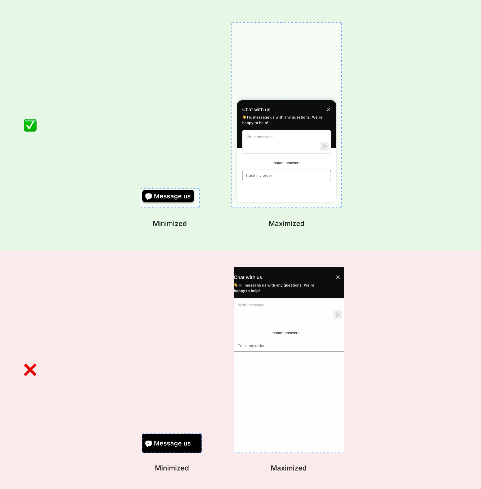 Chat component dimensions