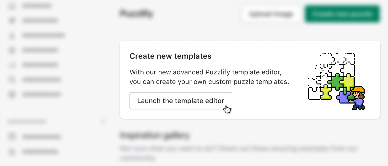 A card in the app body that invites the merchant to ‘Launch the template editor’.