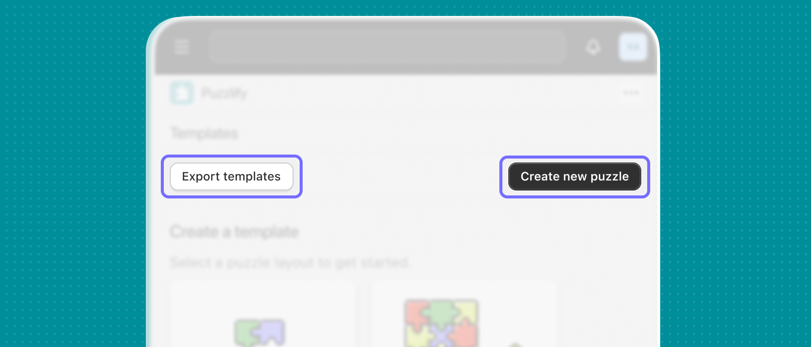 The page header with a primary button labeled ‘New template’ and a secondary button labeled ‘Export templates’ in focus.