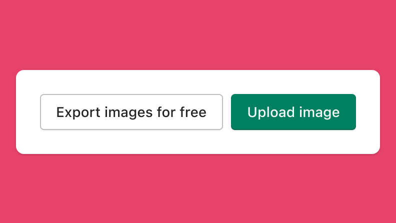 A primary button labeled ‘Upload image’ and a secondary button labeled ‘Export images for free’.