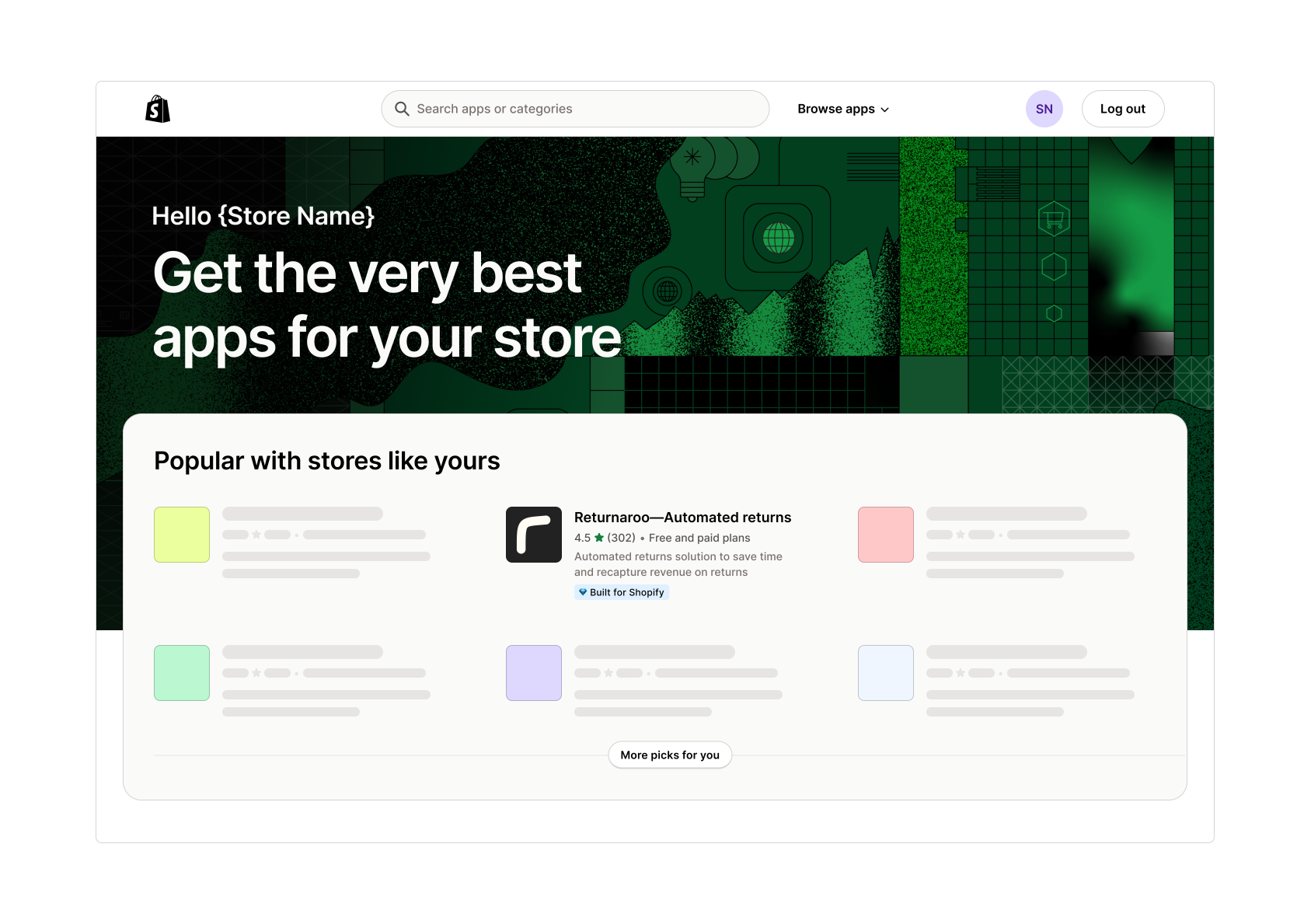 An image of an app in the first section of the Shopify App Store homepage.