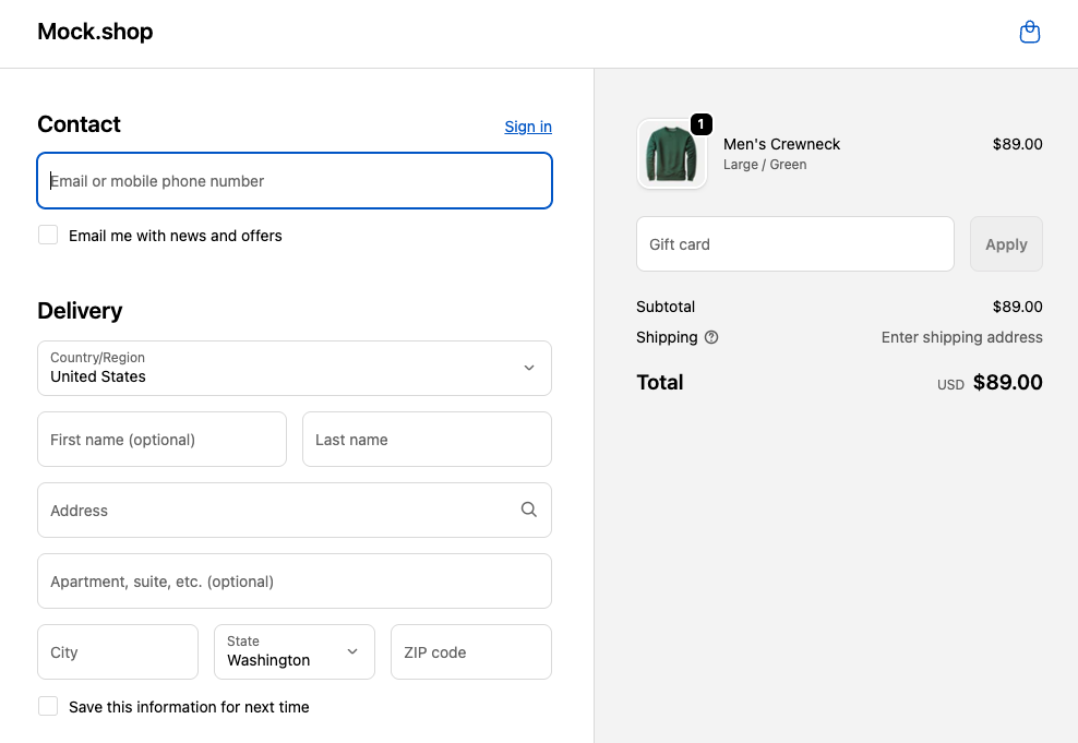 Checkout permalink destination