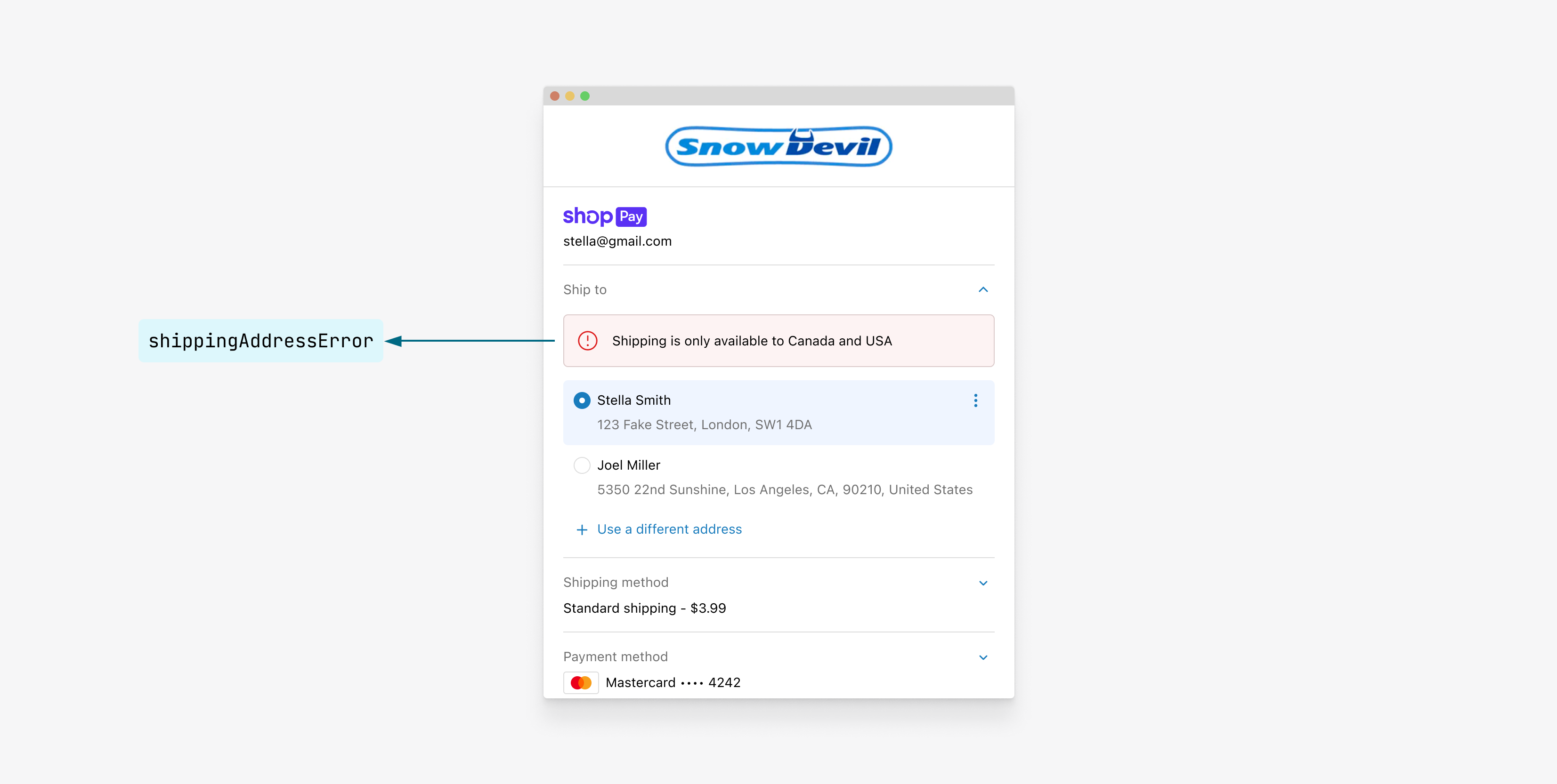 Shop Component shipping address error