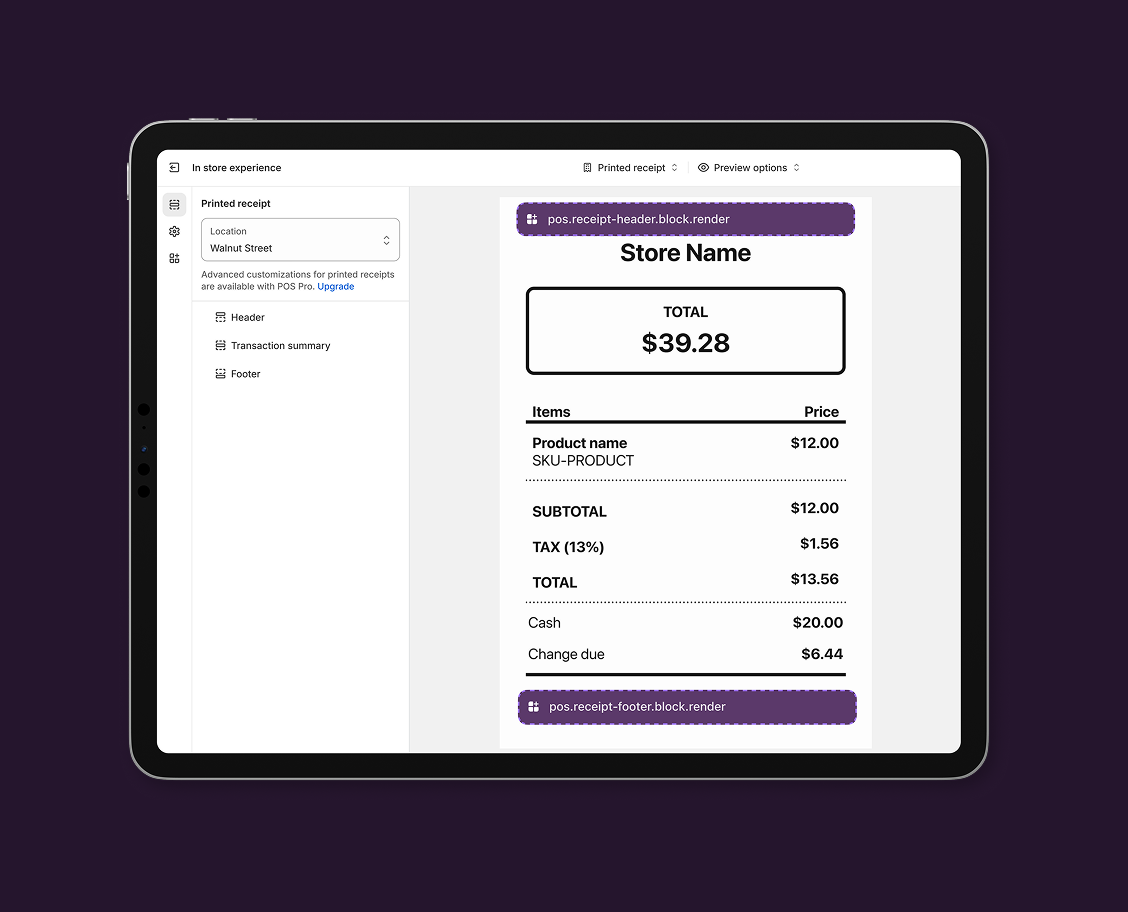 Receipts targets overview