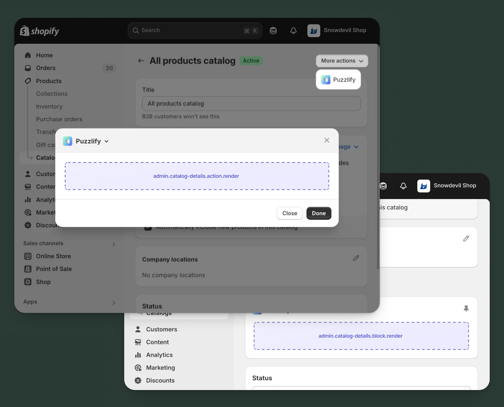 Catalogs targets overview