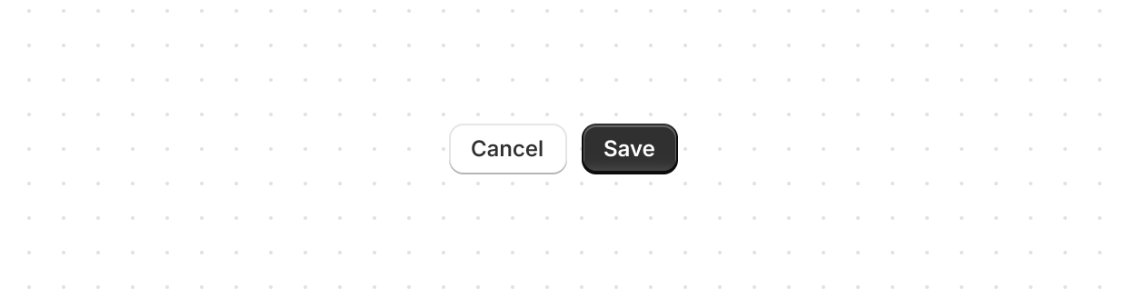 Group related buttons together with a primary action and secondary options. This example shows a button group with a save button and a cancel button.