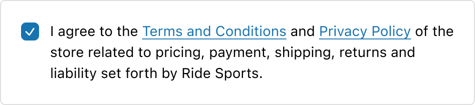 A checkbox with an embedded link in the label text