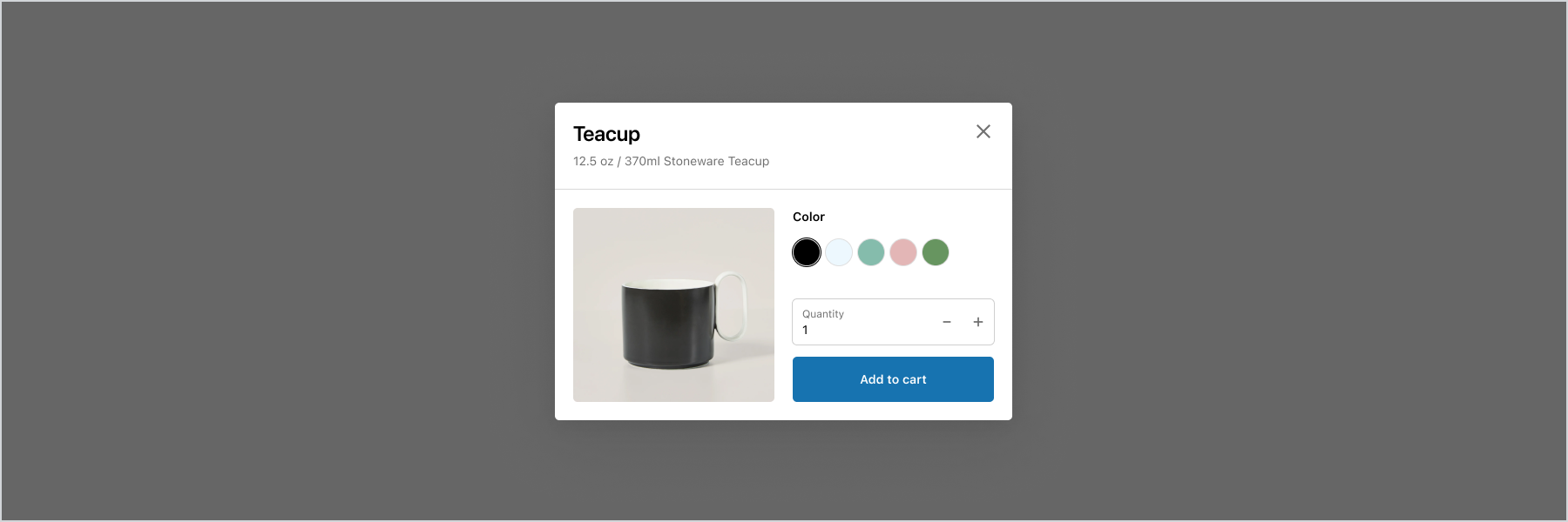 A modal displaying a return policy with a close button.