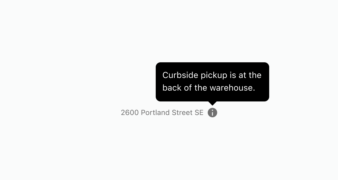 A rendered example of the tooltip component