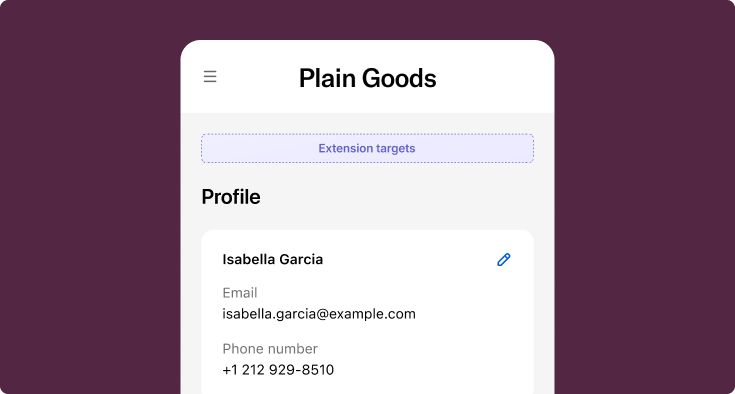 Customer account extension targets overview showing where extensions appear in the customer account interface