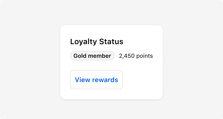 Stack component displaying loyalty status information with a badge and points