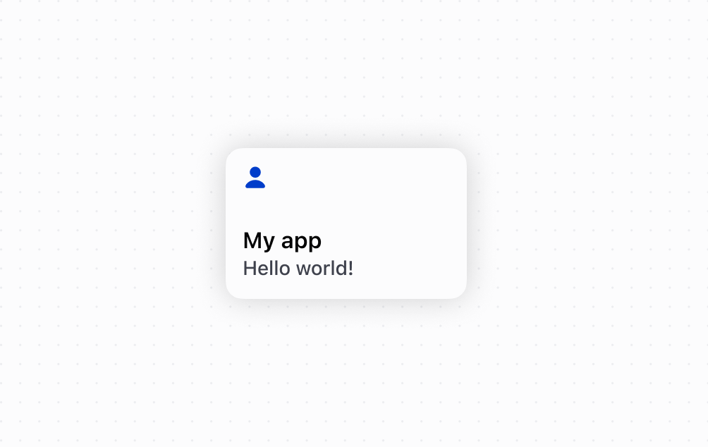 Polaris Tile component with title 'My app' and subtitle 'Hello world!
