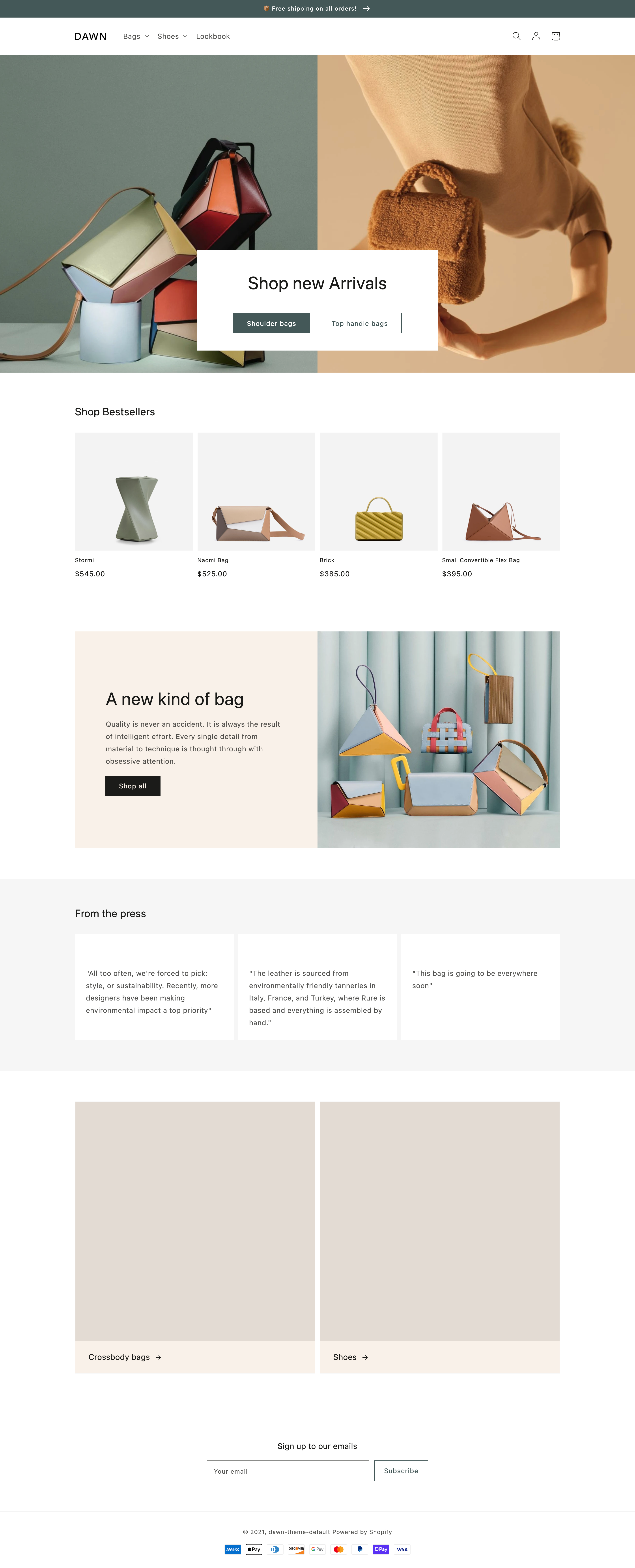 An example of the index template in Dawn