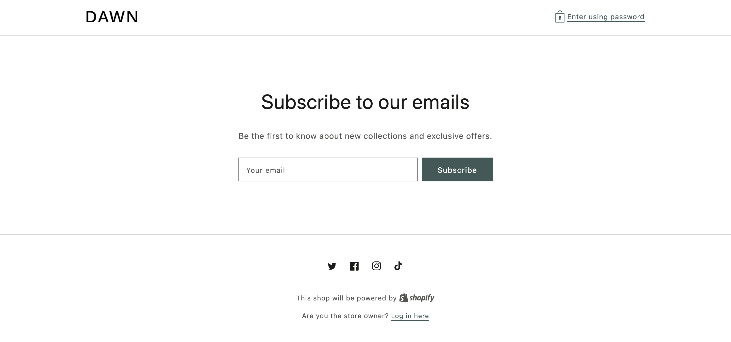 An example of the password template in Dawn