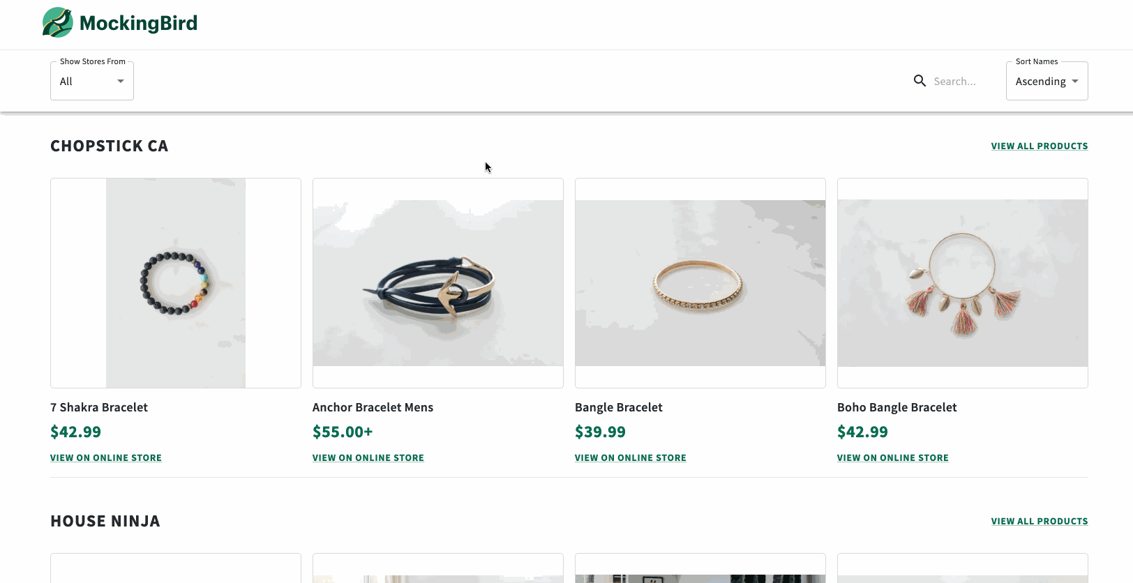 A gif showing the homepage with a link that redirects to the shop page