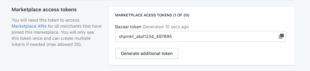 An image depicting multi-shop authentication token generation during marketplace configuration.