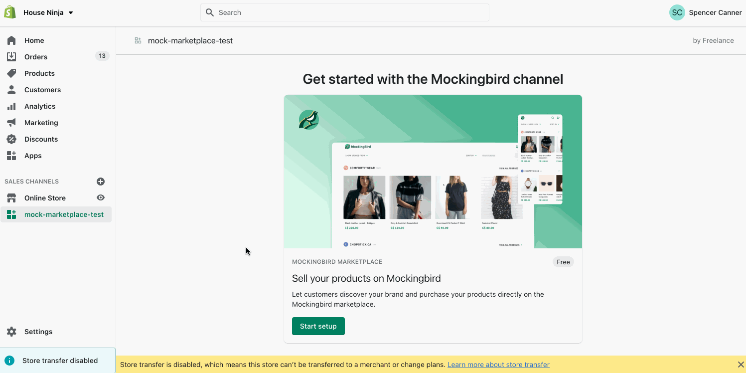 A gif showing the merchant onboarding flow in the channel app