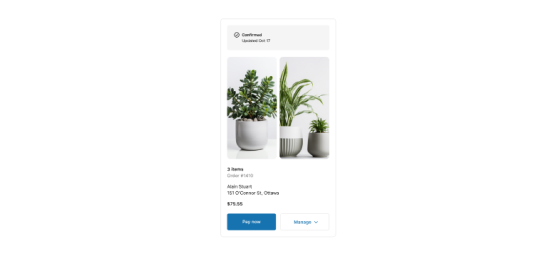 An example of how the ResourceItem component is used to represent one order in the grid view of the Order index page.