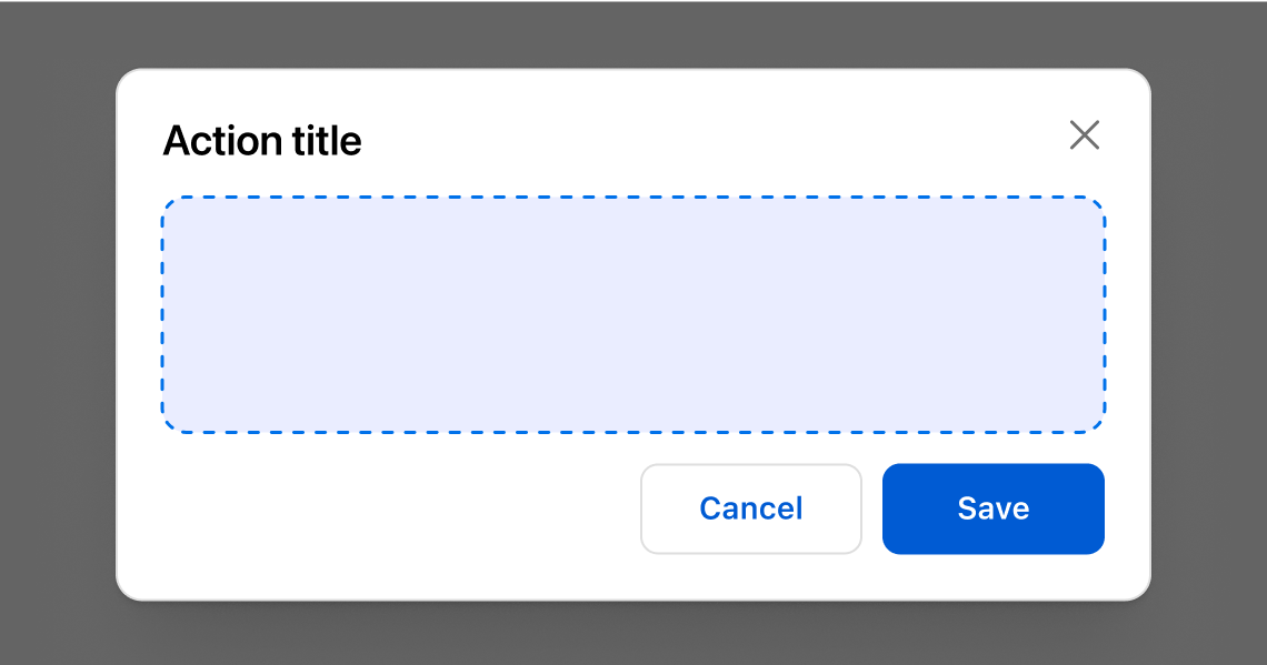 An example of the CustomerAccountAction component shows a dismissible modal with a header that says "Edit order", a field for adjusting quantities, and a Close button.